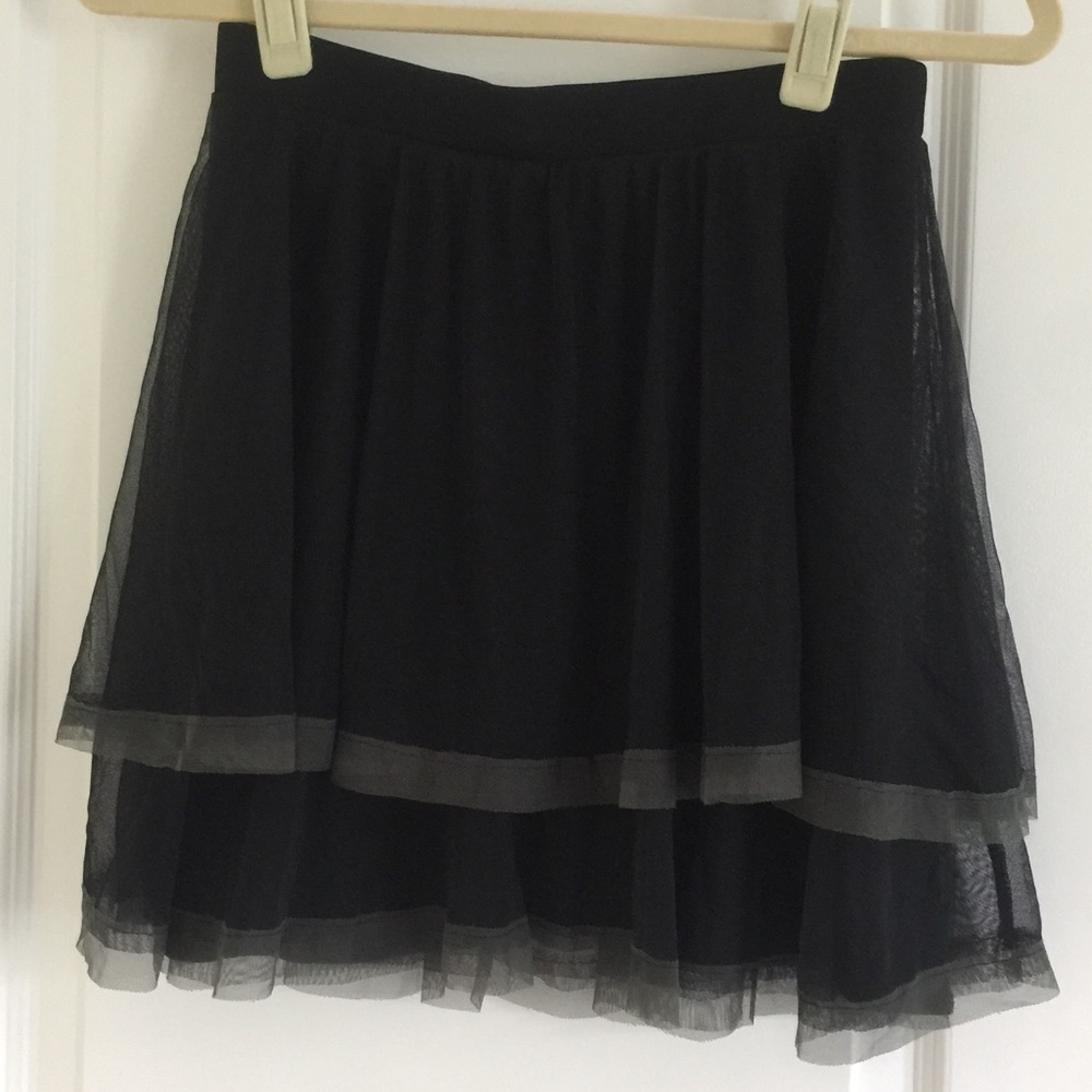 Free People Tulle Skirt in Black and Grey Tulle